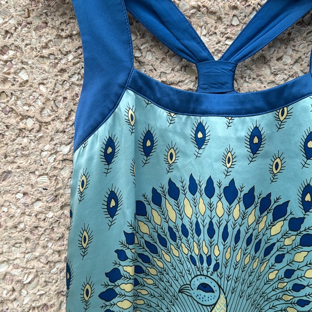 Vintage Peacock Dress 100% Silk Voom by Joy Haan